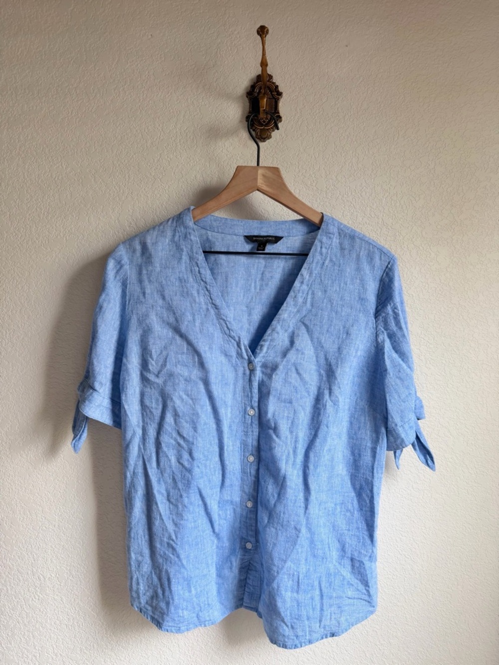 Banana Republic Light Blue Linen and Cotton Top